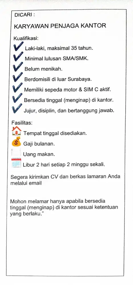 KARYAWAN PENJAGA KANTOR