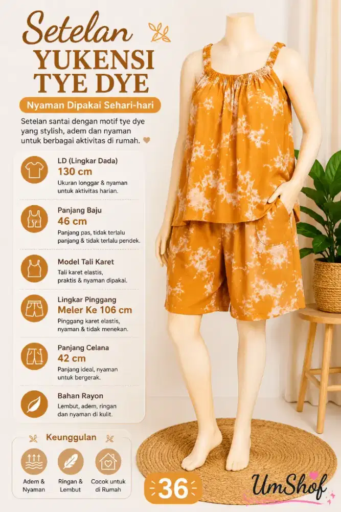 Setelan Yukensi Tie Dye Rayon LD 130