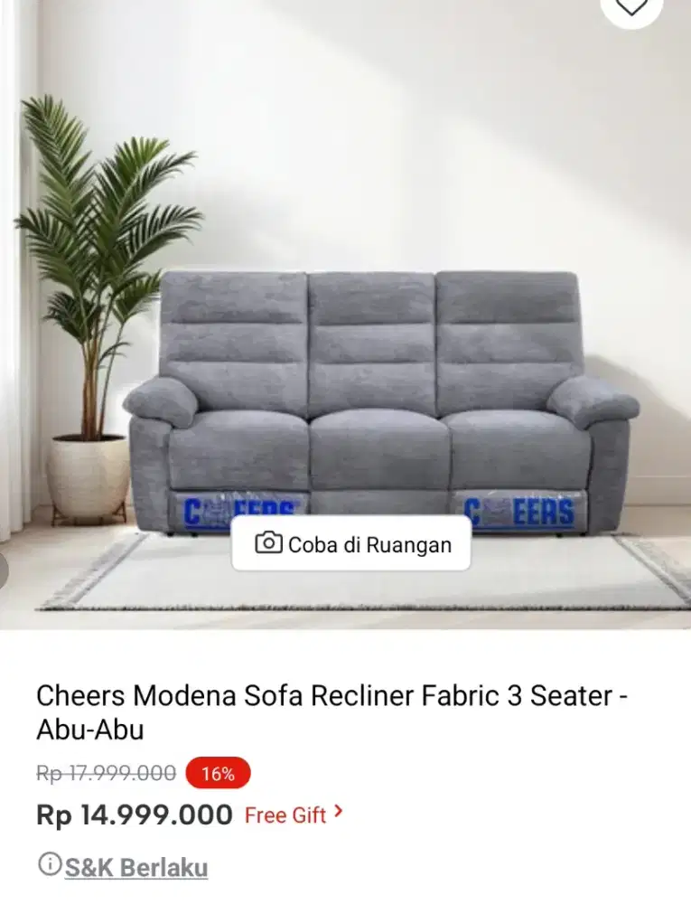 Cheers Modena Sofa Recliner Fabric 3 + 1 seater