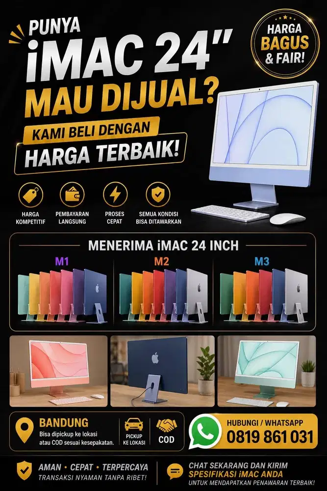 Beli iMac 24 Inch Bekas | M1 M2 M3 | Harga Tinggi