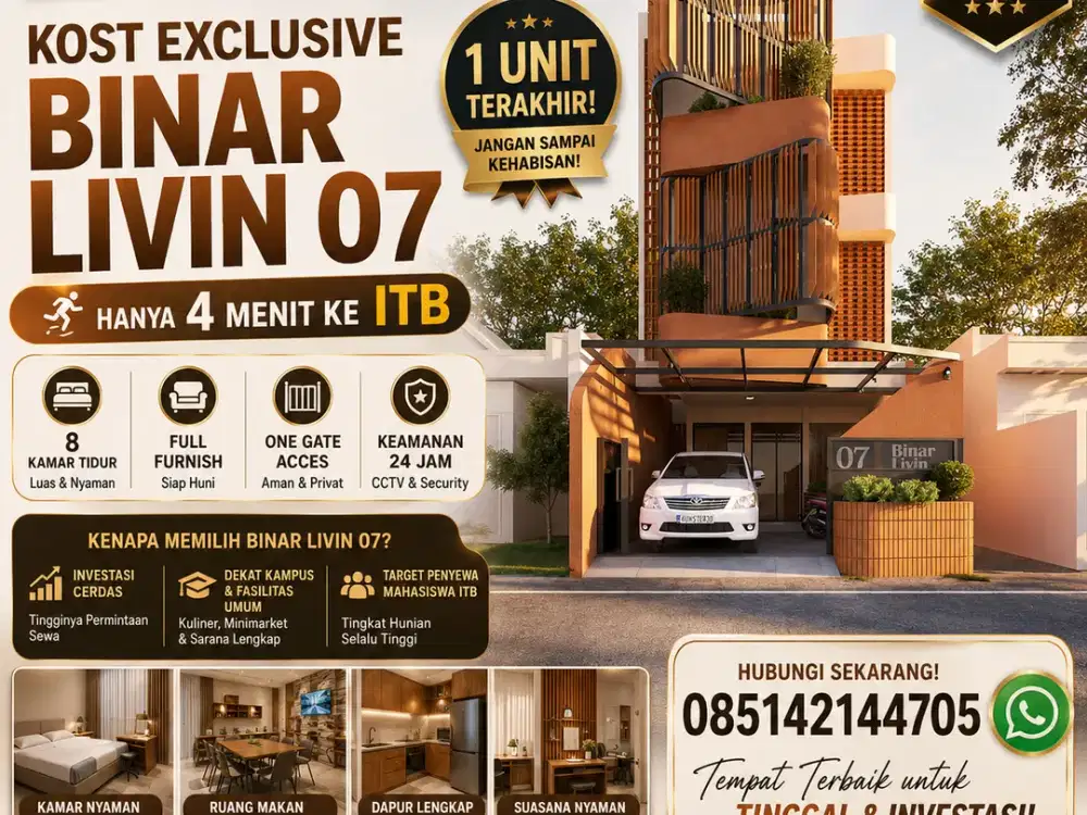 Kost Exclusive Modern 8 Kamar, Lokasi Super Strategis