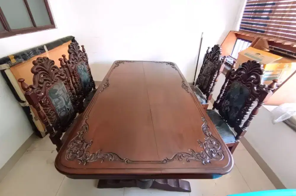 Set Maja Makan Ukir Jati Tua
