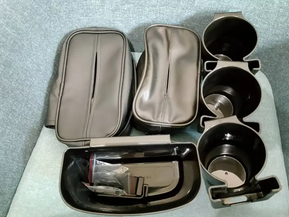 Set Aksesoris Interior Car Organizer Mobil Kulit Premium Black (6 Pcs)