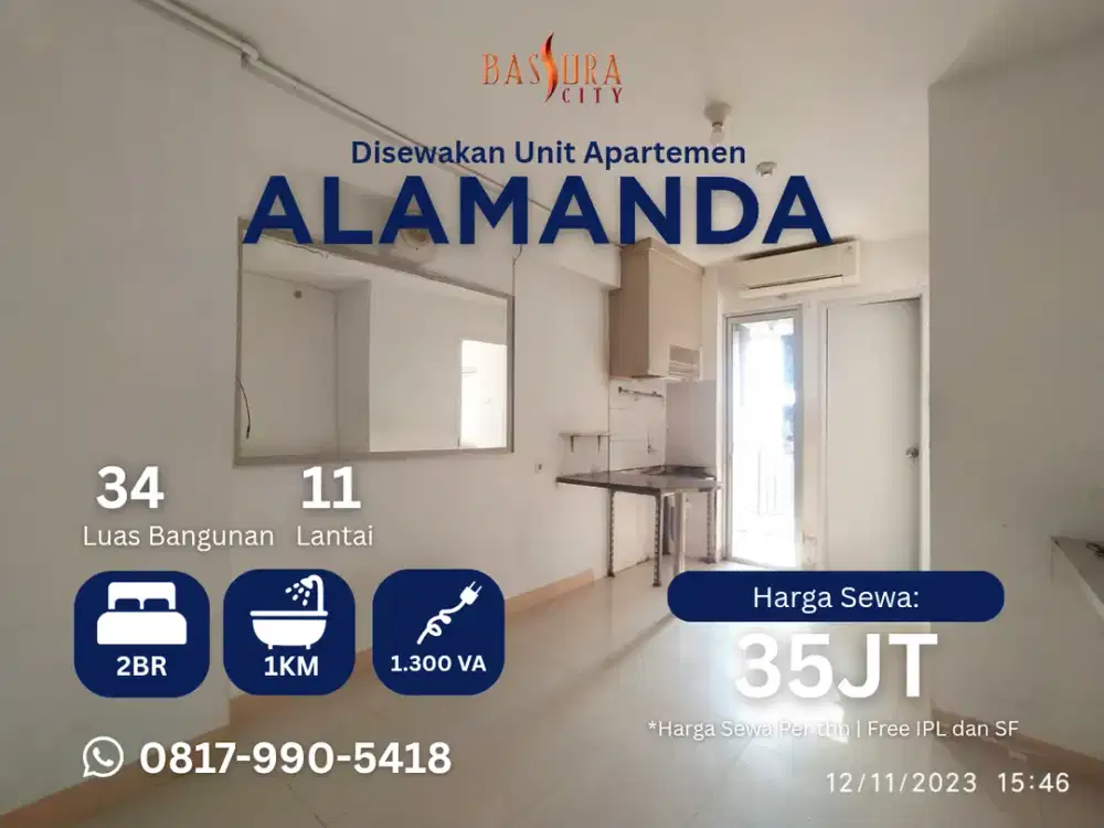 Sewa semi furnished apartemen Bassura City tower Alamanda