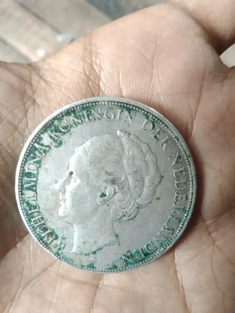 Koin Perak Asli Wilhelmina 1 Gulden 1939 & 2½ Gulden 1929