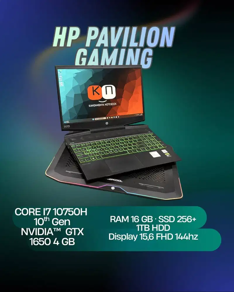 Hp Pavilion Gaming Core i7 10750H GTX1650 4GB RAM 16GB /256GB+1TB