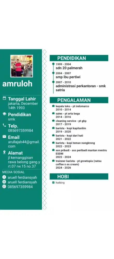 Cari kerjaan barista atau apa aja