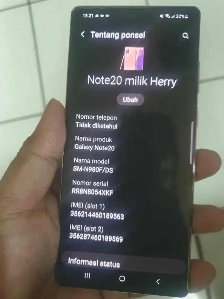 Samsung note 20 8/256 batangan