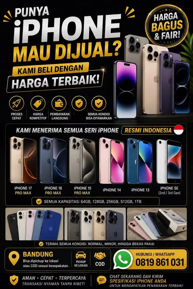 Dibeli ditampung semua iPhone 13 14 15 basemodel 16 17 Pro Max Resmi