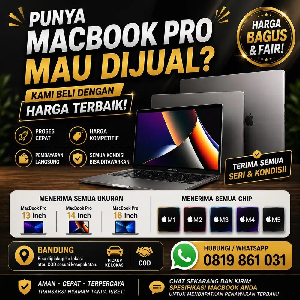 Dibeli ditampung semua macbook Pro 13 14 16 inch M1 M2 M3 M4 M5