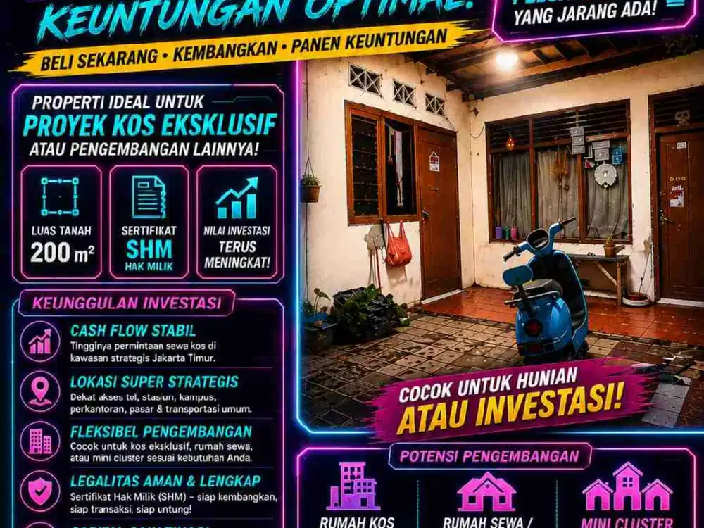 Jual Rumah dekat Jatinegara, Matraman Pisangan Baru Jakarta Timur, SHM, Bawah NJOP,  Strategis, Nego