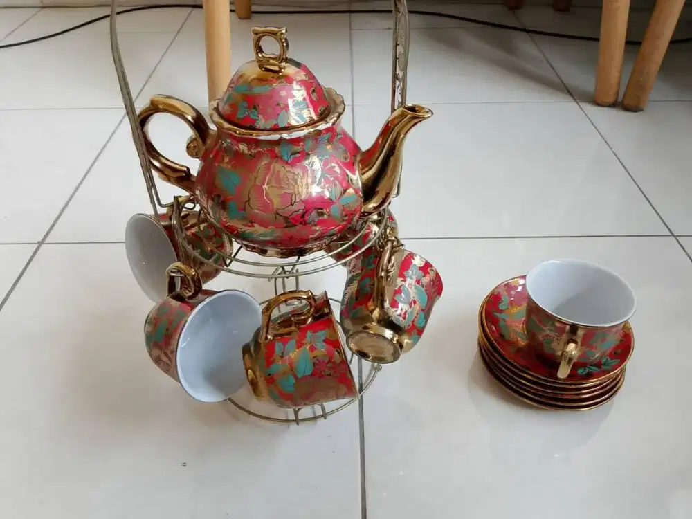 Tea Set Gantung Keramik Cangkir Teko Set Pajangan