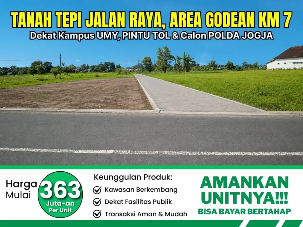 Tanah Strategis Tepi Jl. Raya Godean Km. 7, 3 Menit Calon Polda DIY Baru & Exit Tol Gamping