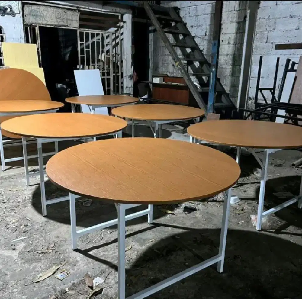 Meja bulat lipat bazar diameter 120  meja serbaguna custom