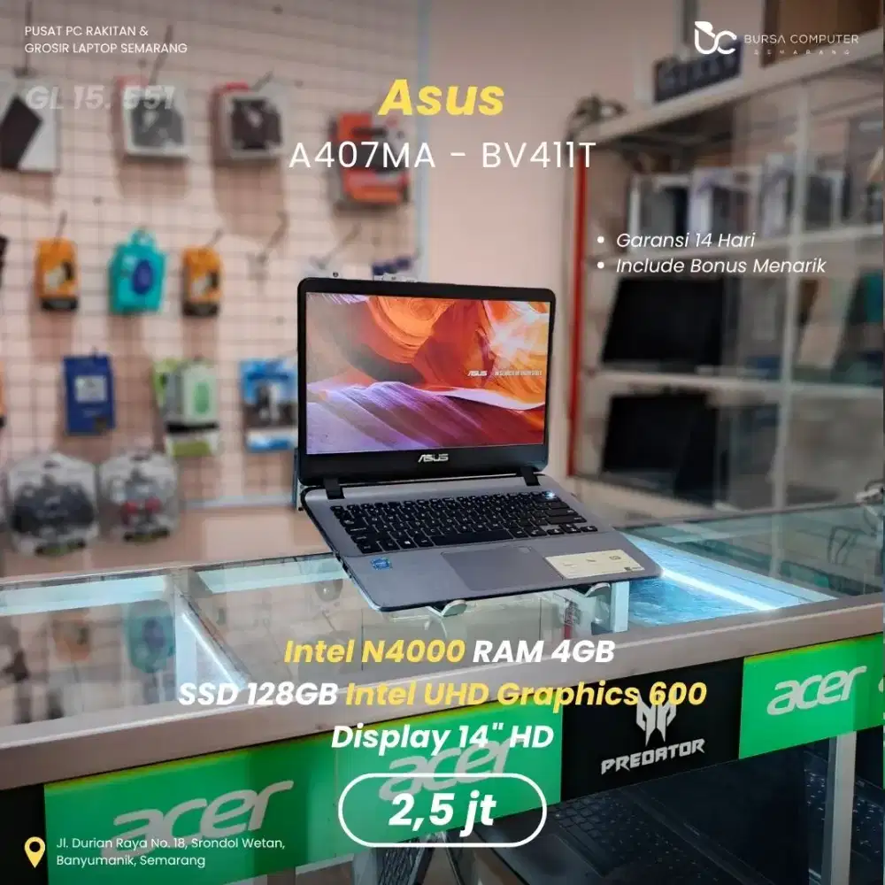 ASUS A407MA-BV411T | Intel N4000 4GB 128GB