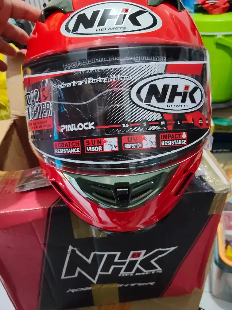 Helm KYT Black Aqua Blue & NHK GP 1000