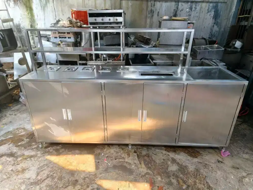 Sink  ice bin kabinet upper+5 food pan 
UK 250×60×100