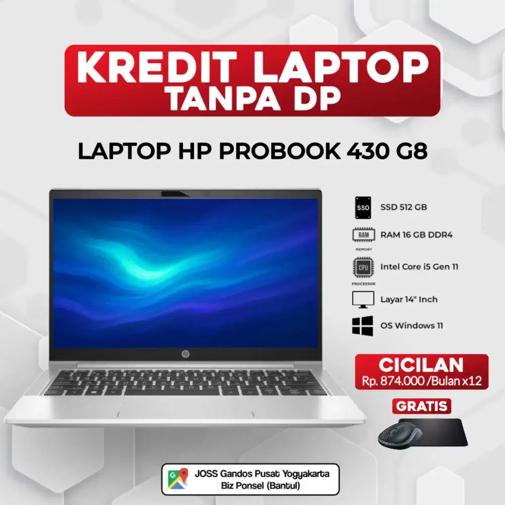 BISA KREDIT LAPTOP HP PROBOOK 430 G8 INTEL CORE I5 RAM 16 GB DDR4
