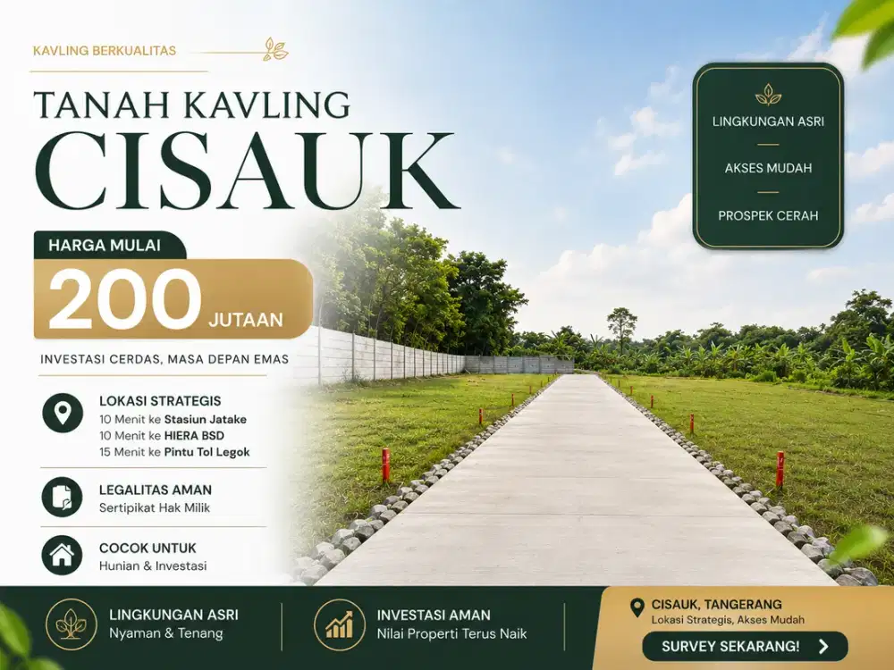 Kavling Tanah Murah Dekat Stasiun Jatake BSD, 200 Jt-an SHM