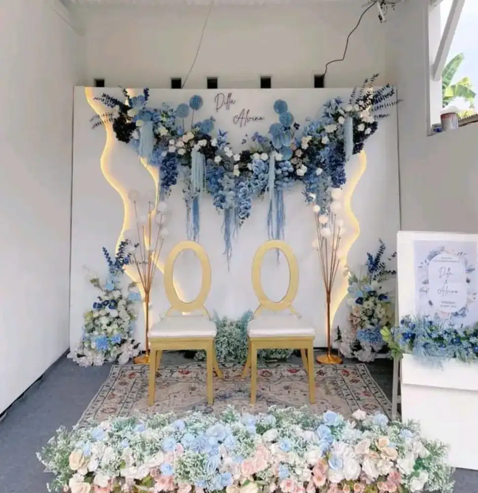 Backdrop dekorasi pernikahan lamaran ulang tahun dll