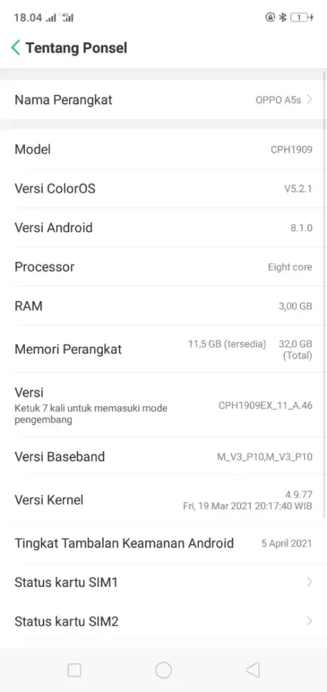 oppo a5s 3/32 batangan