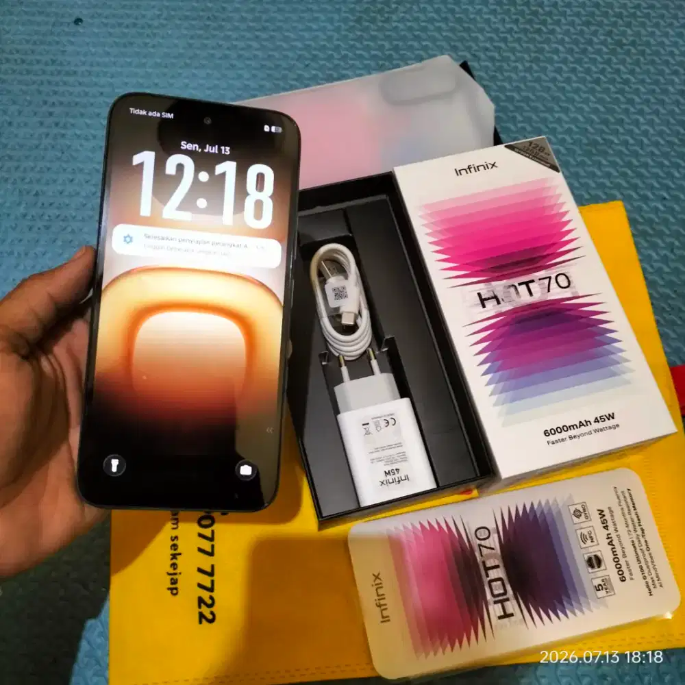 Infinix hot 70 6/128 like new seminggu pakai