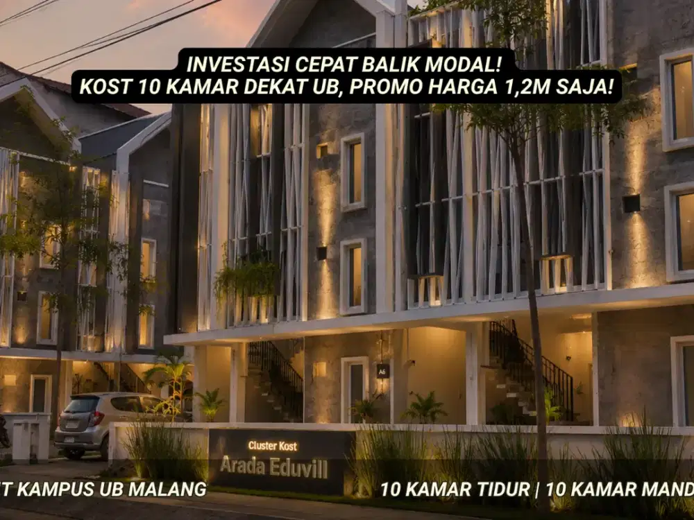 Rumah Kost 10 Kamar 1,2M Fully Furnished 5 Menit Kampus UB