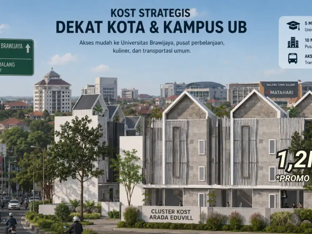 Rumah Kost 1M an 10 Kamar Full Furnished Lokasi 5 Menit Kampus UB Malang