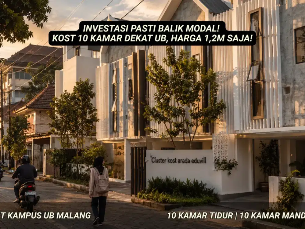 Rumah Kost Mewah 1,2M Cuma 5 Menit Dari Kampus UB Malang