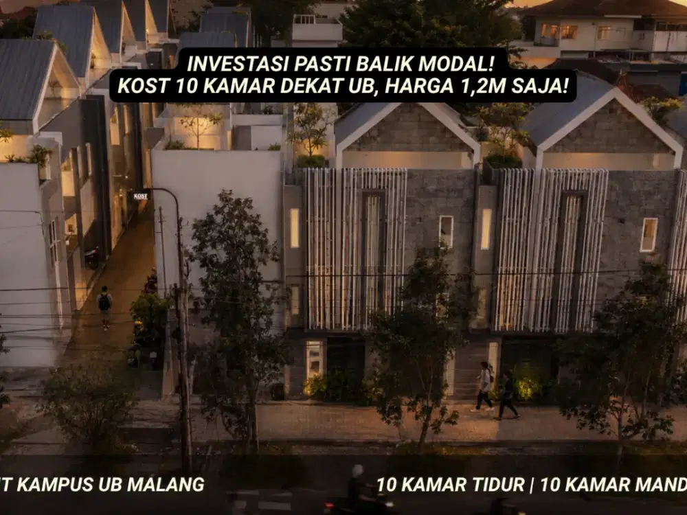 Investasi Kost 10 Kamar Dekat UB Malang, Fully Furnished