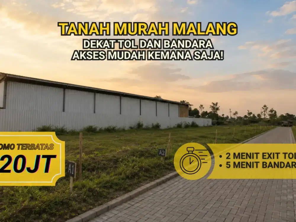 Tanah Murah Area Dekat Tol dan Bandara ABD Saleh Pakis Malang