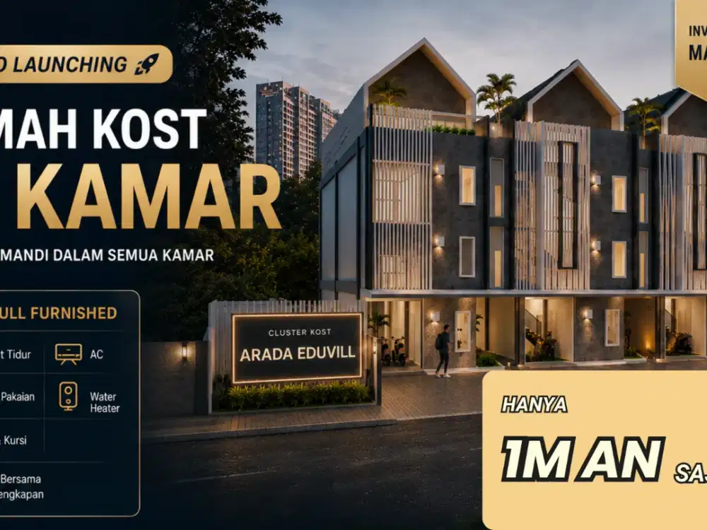 Rumah Kost 10 Kamar Full Furnished Harga Promo 1M an Dekat Kampus UB Malang