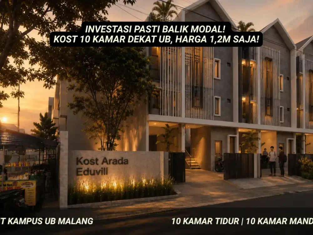 Rumah Kost 1,2M Sudah Dapat Fully Furnished Lokasi 5 Menit Kampus UB Malang
