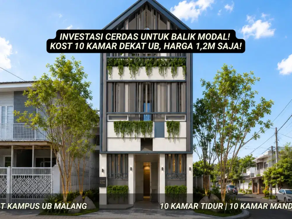 Cashflow Langsung! Rukost 10 Kamar Full Furnished Dekat UB Rp1,2 M