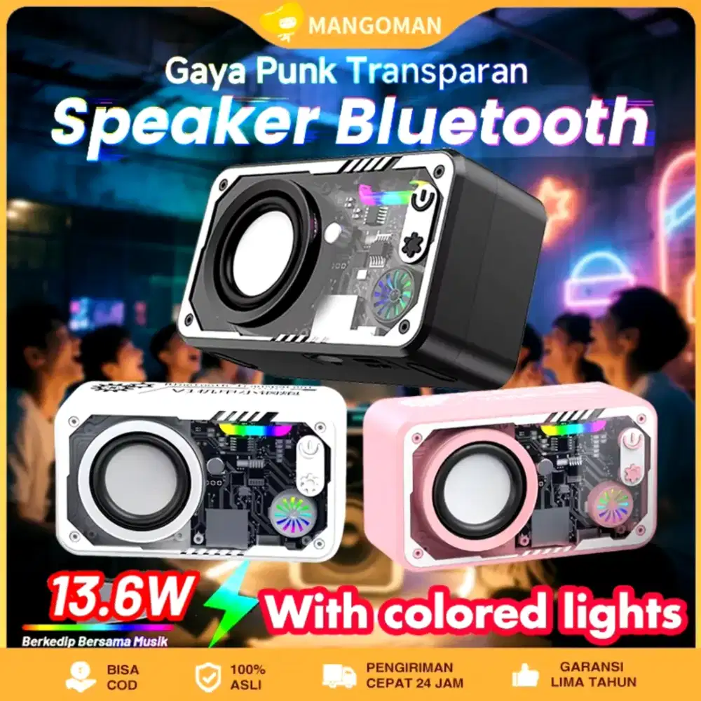Bluetooth Speaker  Music Speaker RGB LED Light Transparent Mecha V1
