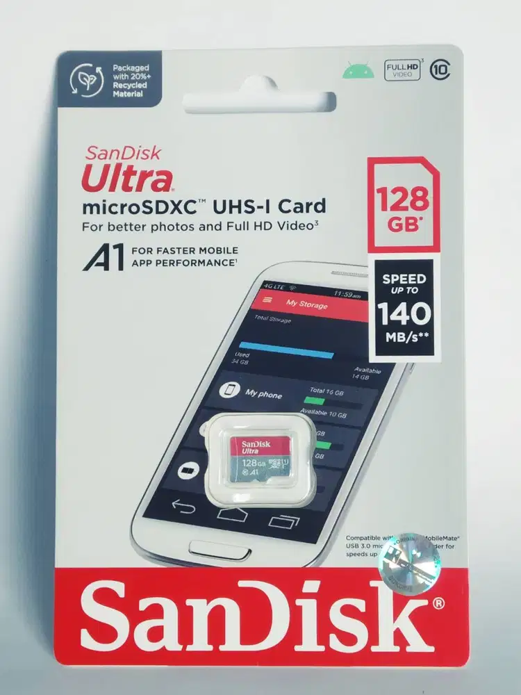 Micro SD SanDisk Ultra 128GB Original - Baru Segel Resmi (Bukan KW)