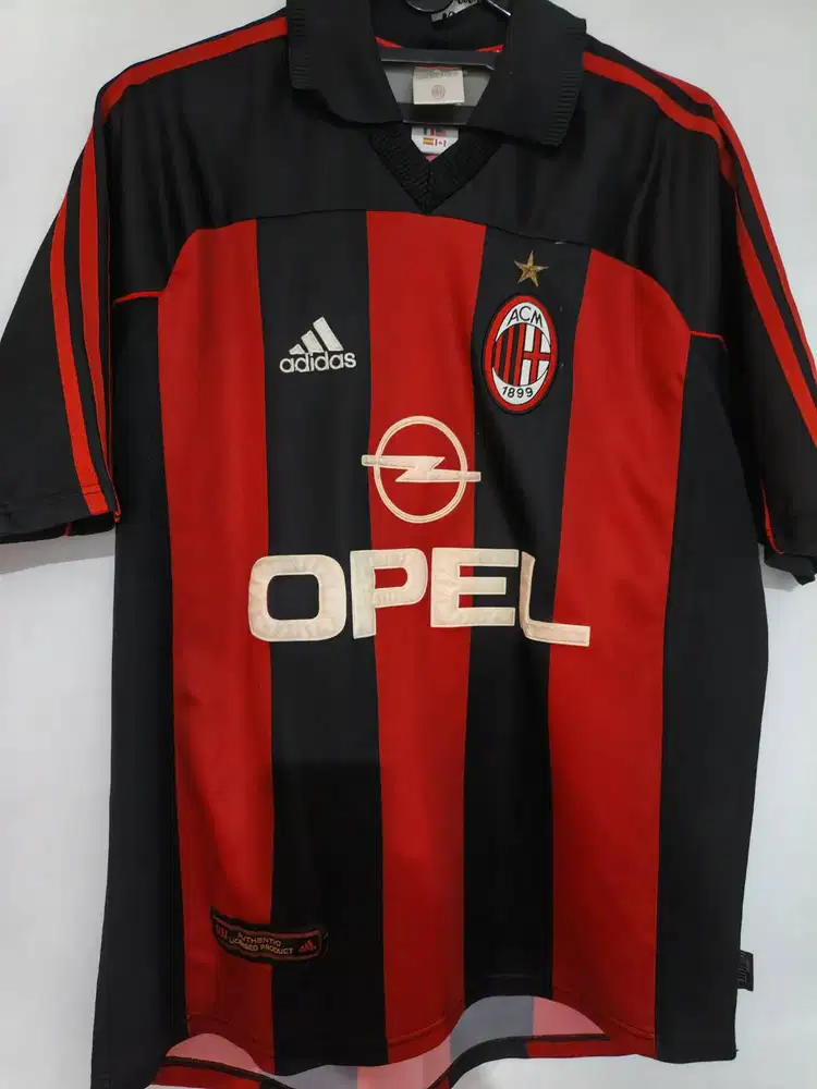 Original Adidas AC Milan Home Kit Jersey Bola Vintage 2000-2002
