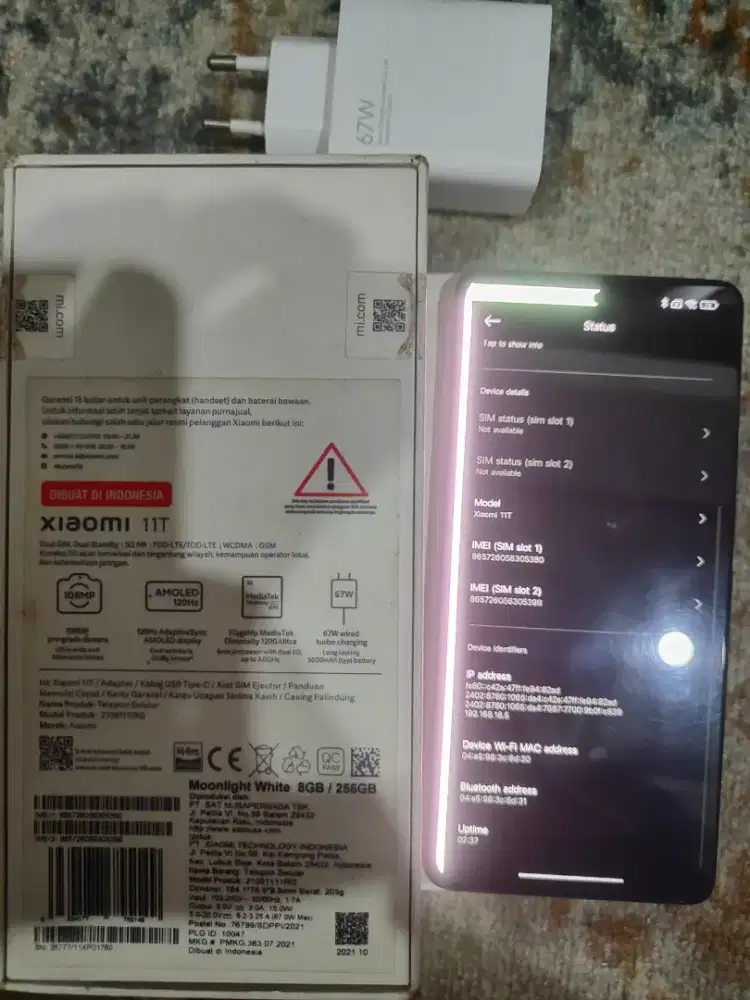 Xiaomi 11T 8/256 Putih Minus LCD dan fisik