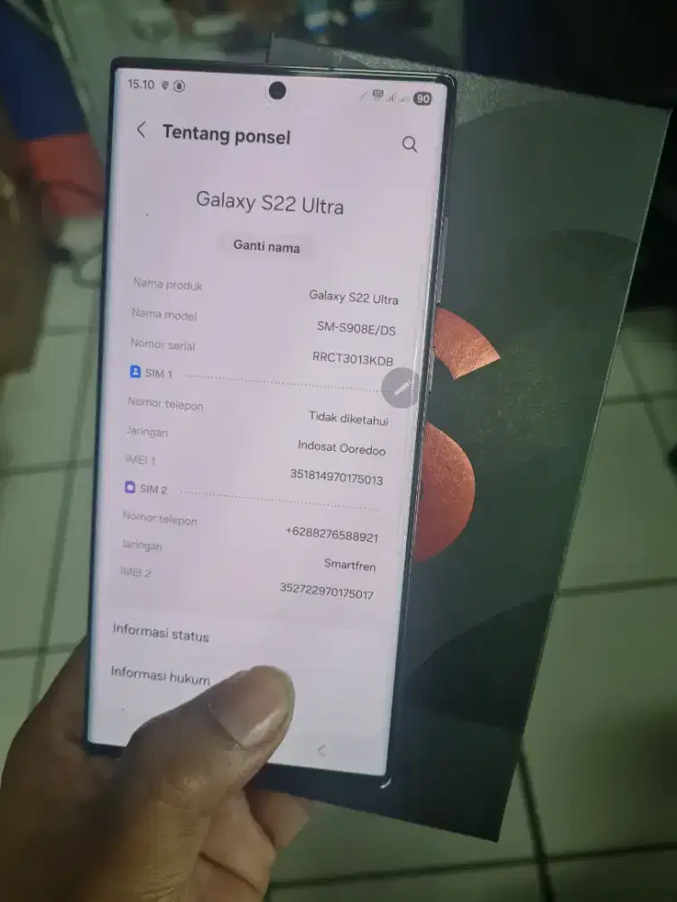 Samsung galaxy S22 ultra 5G 12/256 lengkap