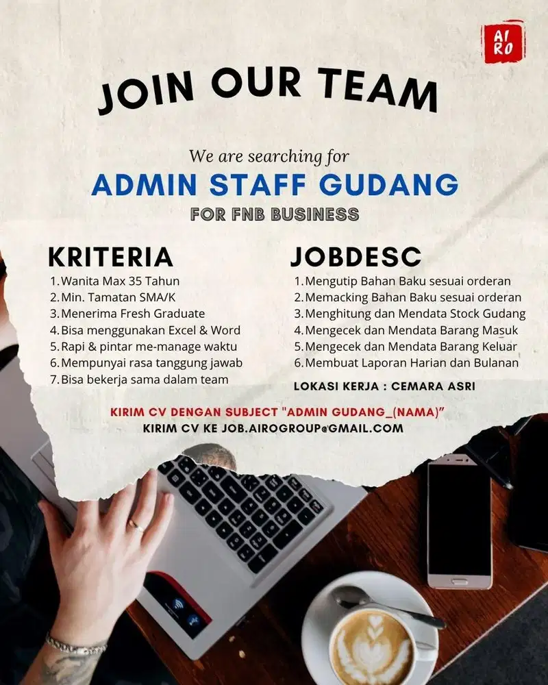 Dicari Admin Staff Gudang