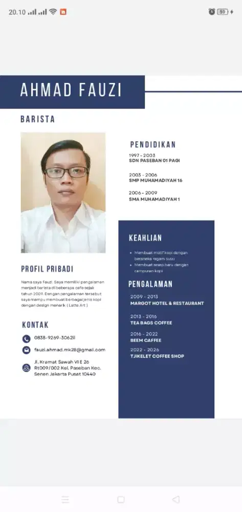 Mencari pekerjaan sebagai senior barista