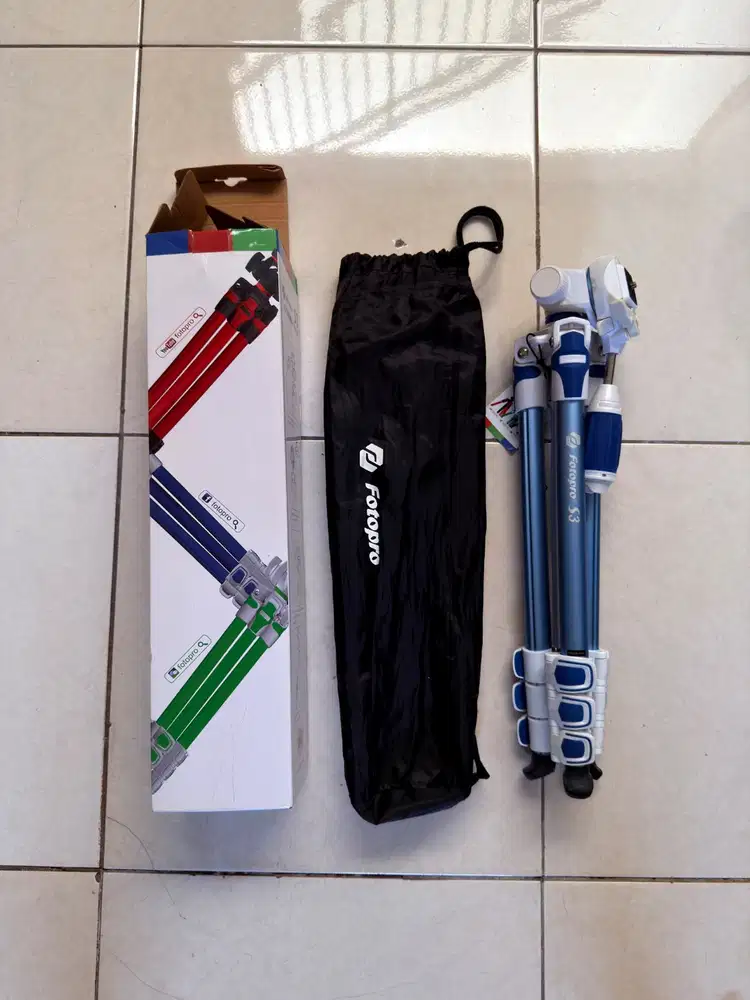 JUAL MURAH TRIPOD FOTOPRO S3 BIRU LIKE NEW BEKASI