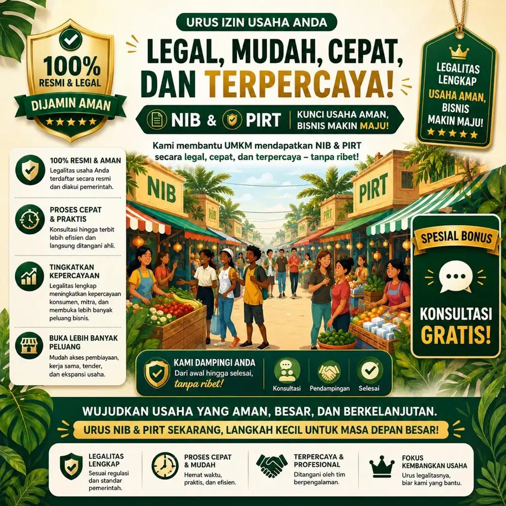 Jasa Pembuatan NIB & PIRT untuk UMKM & E-COMMERCE SELLER Murah & Mudah