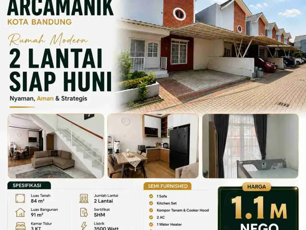 Rumah 2 lantai nyaman terawat di Cluster Cisaranten, Arcamanik, Kota Bandung