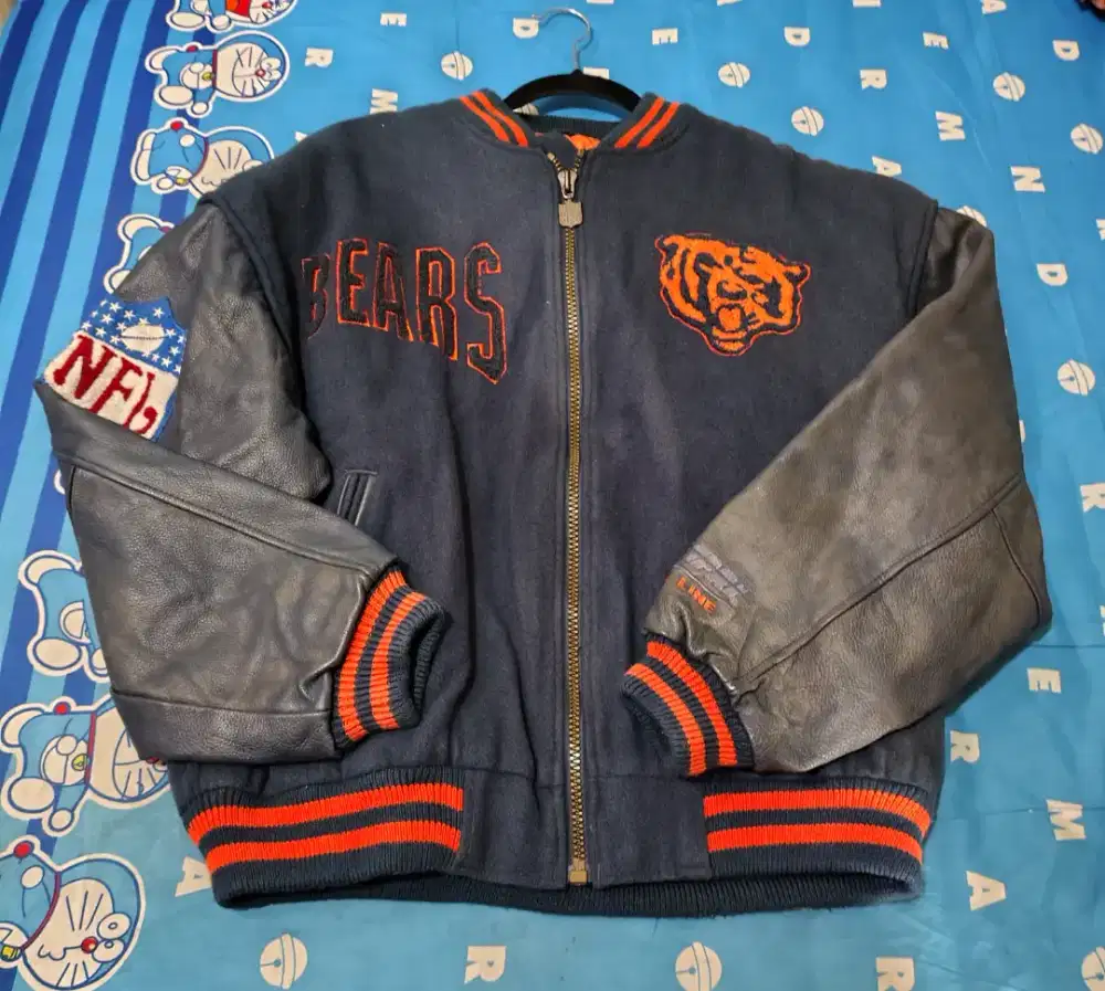 Jaket Varsity Bomber Vintage Chicago Bears By Campri Team Line # Ori