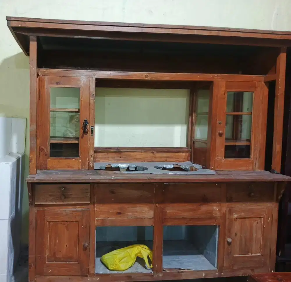 gerobak besar + tempat duduk kayu 1 set