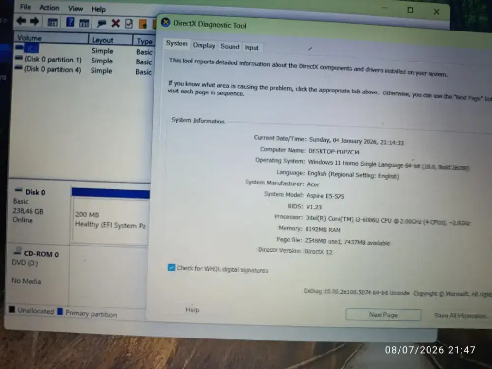 Laptop Acer Aspire E5-575