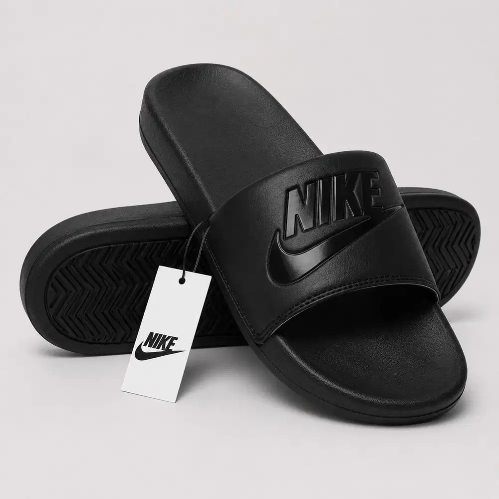 Sandal Slop Pria Hitam Empuk / Sandal Slide Cowok Casual Premium⁠