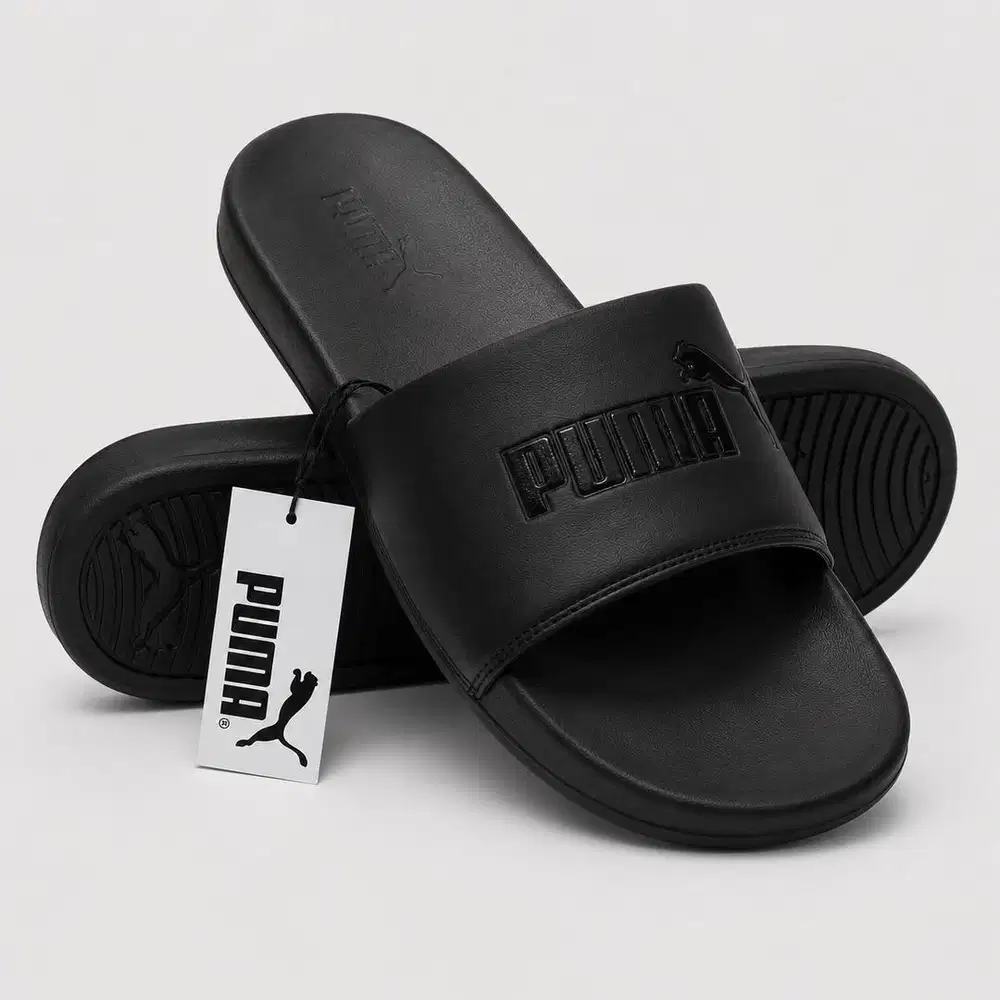 Sandal Slop Pria Hitam Empuk / Sandal Slide Cowok Casual Premium⁠