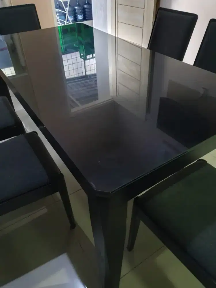 Meja set kayu 6 kursi